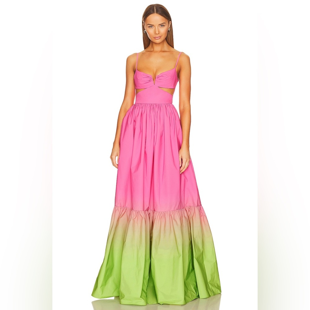 Sau Lee Nova Gown in Pink Chartreuse Ombré